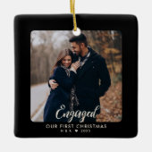 Eerste kerstverloofde paar gepersonaliseerde foto keramisch ornament (Voorkant)