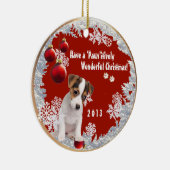 Eerste kerstversie Twee met deze Jack Russell Keramisch Ornament (Rechts)