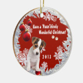 Eerste kerstversie Twee met deze Jack Russell Keramisch Ornament (Links)