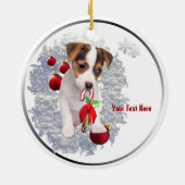 Eerste kerstversie Twee met deze Jack Russell Keramisch Ornament (Achterkant)