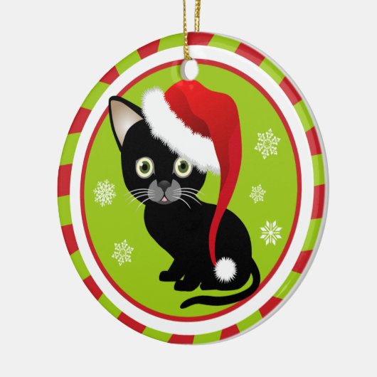 Eerste kerstversiering kat keramisch ornament (Links)