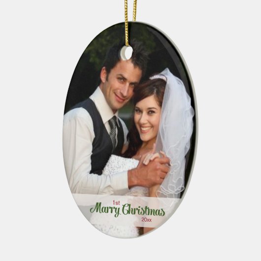 Eerste kerstversiering met huwelijk keramisch ornament (Links)