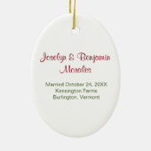 Eerste kerstversiering met huwelijk keramisch ornament (Achterkant)