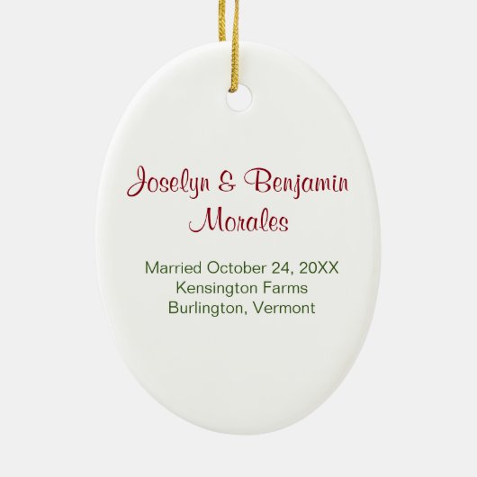 Eerste kerstversiering met huwelijk keramisch ornament (Achterkant)