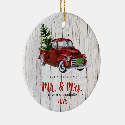 Eerste kerstversiering met Red Kerstmis Keramisch Ornament (Rechts)