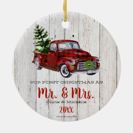 Eerste kerstversiering met Red Kerstmis Keramisch Ornament (Achterkant)