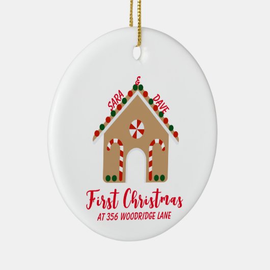 Eerste kerstversiering met Snoep voor kerstmis Keramisch Ornament (Rechts)