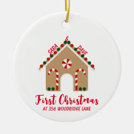 Eerste kerstversiering met Snoep voor kerstmis Keramisch Ornament