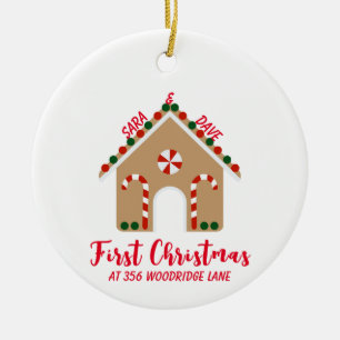 Eerste kerstversiering met Snoep voor kerstmis Keramisch Ornament