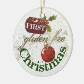 Eerste kerstversiering met vrije glans keramisch ornament (Links)