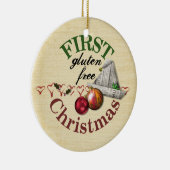 Eerste kerstversiering met vrije glans keramisch ornament (Rechts)