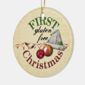 Eerste kerstversiering met vrije glans keramisch ornament (Links)