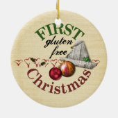 Eerste kerstversiering met vrije glans keramisch ornament (Achterkant)