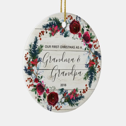 Eerste kerstversiering opa & opa keramisch ornament (Rechts)