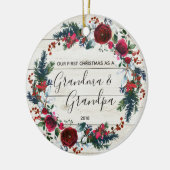 Eerste kerstversiering opa & opa keramisch ornament (Links)