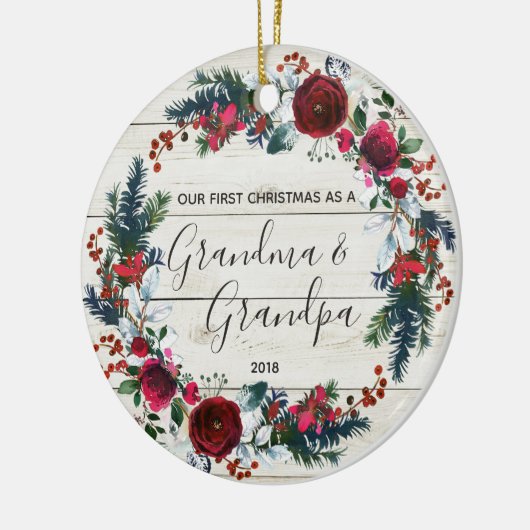 Eerste kerstversiering opa & opa keramisch ornament (Links)