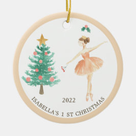 Eerste kerstversiering van Ballerina Girl Keramisch Ornament
