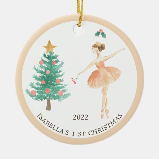 Eerste kerstversiering van Ballerina Girl Keramisch Ornament (Voorkant)
