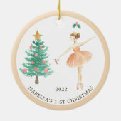 Eerste kerstversiering van Ballerina Girl Keramisch Ornament (Achterkant)