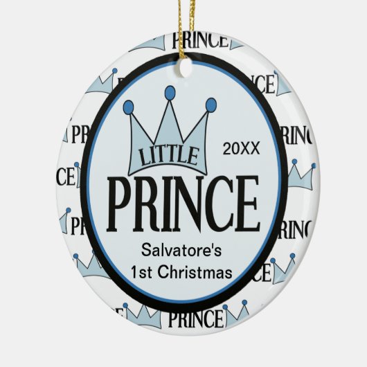 Eerste kerstversiering van de kleine prins keramisch ornament (Links)