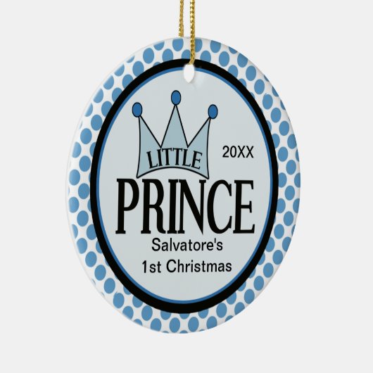 Eerste kerstversiering van de kleine prins keramisch ornament (Rechts)