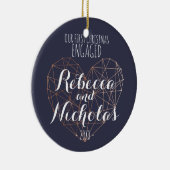 Eerste kerstversiering van het geometrische hart r keramisch ornament (Rechts)