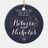 Eerste kerstversiering van het geometrische hart r keramisch ornament (Voorkant)