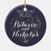 Eerste kerstversiering van het geometrische hart r keramisch ornament (Achterkant)