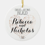 Eerste kerstversiering van het geometrische hart r keramisch ornament (Voorkant)