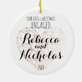 Eerste kerstversiering van het geometrische hart r keramisch ornament (Achterkant)