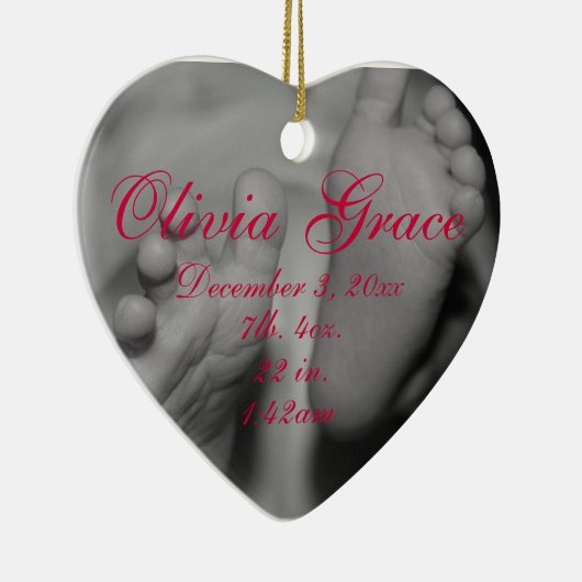 Eerste kerstversiering van Newborn Feet Baby Keramisch Ornament (Rechts)