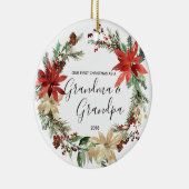 Eerste kerstversiering van opa en opa keramisch ornament (Rechts)