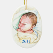Eerste kerstversiering van PMACarlson Baby Keramisch Ornament (Achterkant)