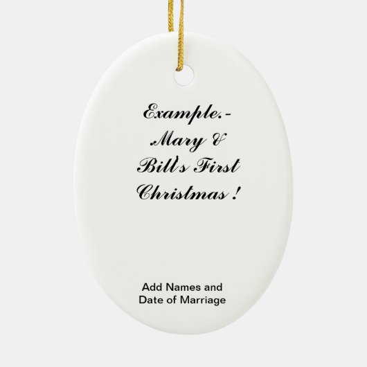 Eerste kerstversiering voor 2014: de heer & mevrou keramisch ornament (Achterkant)