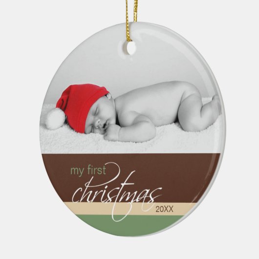 Eerste kerstversiering voor baby's (cacao) keramisch ornament (Links)