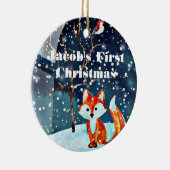 Eerste kerstversiering voor baby's - Waterverf Fox Keramisch Ornament (Rechts)