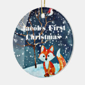 Eerste kerstversiering voor baby's - Waterverf Fox Keramisch Ornament (Links)