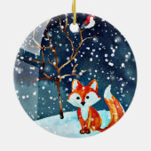 Eerste kerstversiering voor baby's - Waterverf Fox Keramisch Ornament (Achterkant)