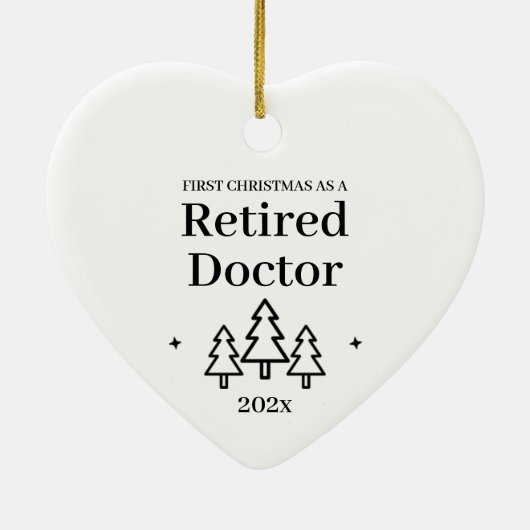 Eerste kerstversiering voor bejaarde dokter keramisch ornament (Achterkant)