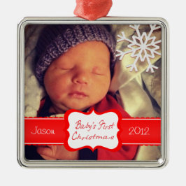 Eerste kerstversiering voor de baby op maat metalen ornament