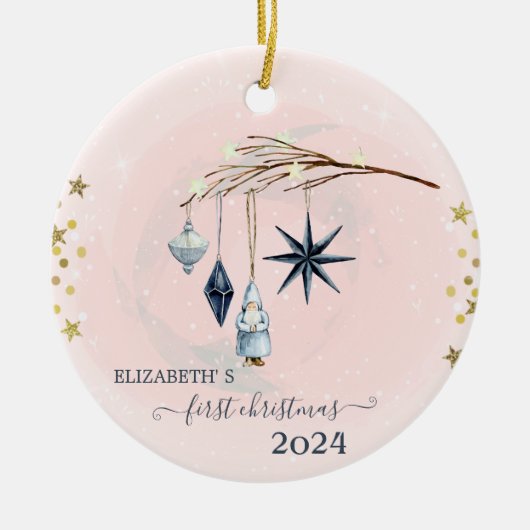 Eerste kerstversiering voor de feestdagen keramisch ornament (Voorkant)