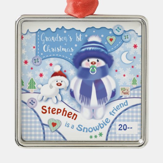 Eerste kerstversiering voor kleinzoon metalen ornament (Voorkant)