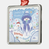 Eerste kerstversiering voor kleinzoon metalen ornament (Links)