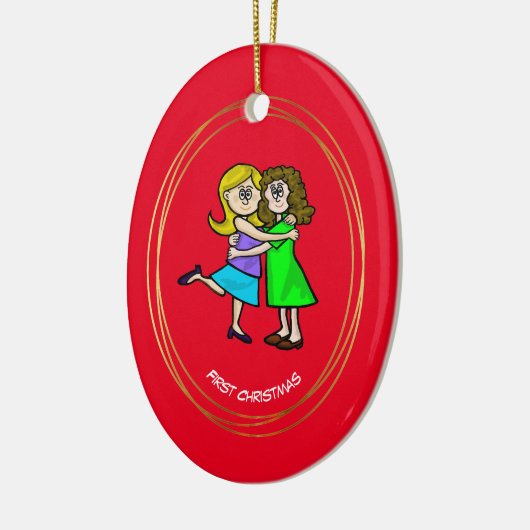 Eerste kerstversiering voor lesbiennes keramisch ornament (Links)