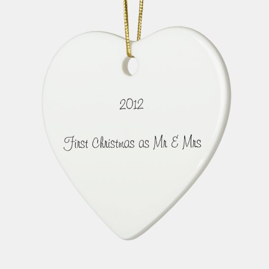 Eerste kerstversiering voor pas gehuwde paren keramisch ornament (Links)