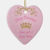 Eerste kerstversiering voor roze baby op maat keramisch ornament (Rechts)