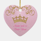 Eerste kerstversiering voor roze baby op maat keramisch ornament (Achterkant)