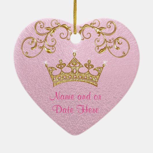 Eerste kerstversiering voor roze baby op maat keramisch ornament (Achterkant)