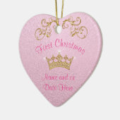 Eerste kerstversiering voor roze baby op maat keramisch ornament (Links)