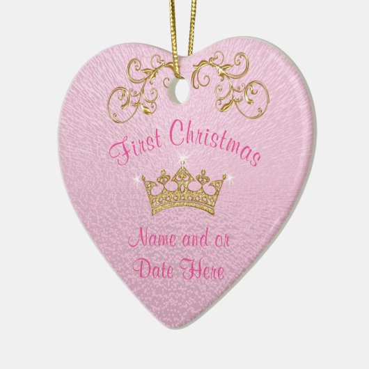 Eerste kerstversiering voor roze baby op maat keramisch ornament (Links)